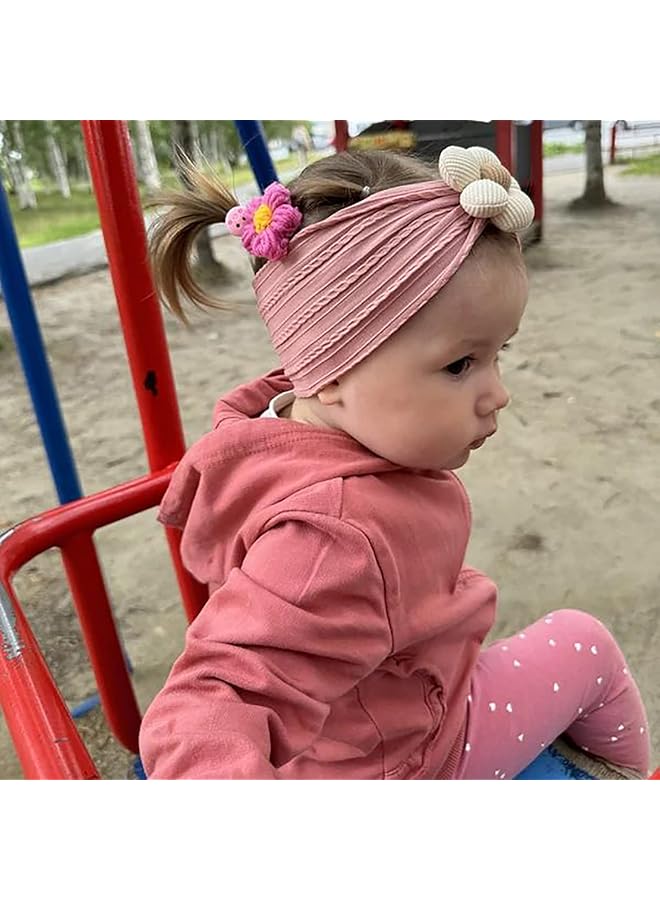 erorex 3 Pcs Baby Flower Headbands Baby Girls Nylon Headbands Soft Hairbands Hair Accessories For Newborn - Image 4