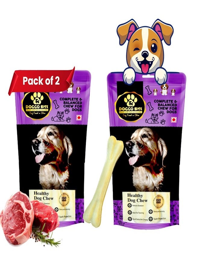 DOGGO BITE Natural Dog Treats Pressed Chew Bone, 500gm 6 Inch (Buy 1 Get 1 Free) for Medium/Large Breeds 11-45 Kg - Total 1 Kg Pack (Approximately 8 Chews) - Image 1