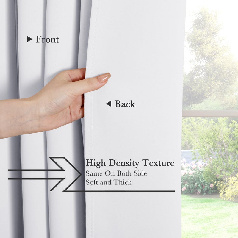 PONY DANCE Bedroom Window Curtains - Home Decor Thermal Curtain Panels Room Darkening Back Tab/Rod Pocket Window Covering Energy Efficient for Kitchen, 42 W by 63 L, Pure White, Set of 2 - Image 5