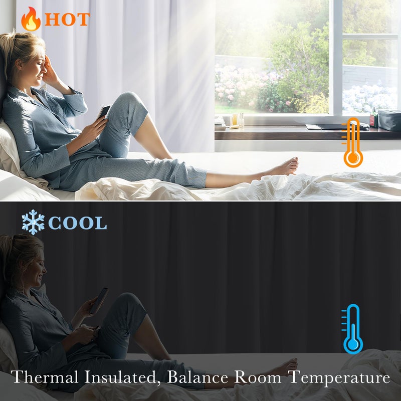 PONY DANCE Bedroom Window Curtains - Home Decor Thermal Curtain Panels Room Darkening Back Tab/Rod Pocket Window Covering Energy Efficient for Kitchen, 42 W by 63 L, Pure White, Set of 2 - Image 3