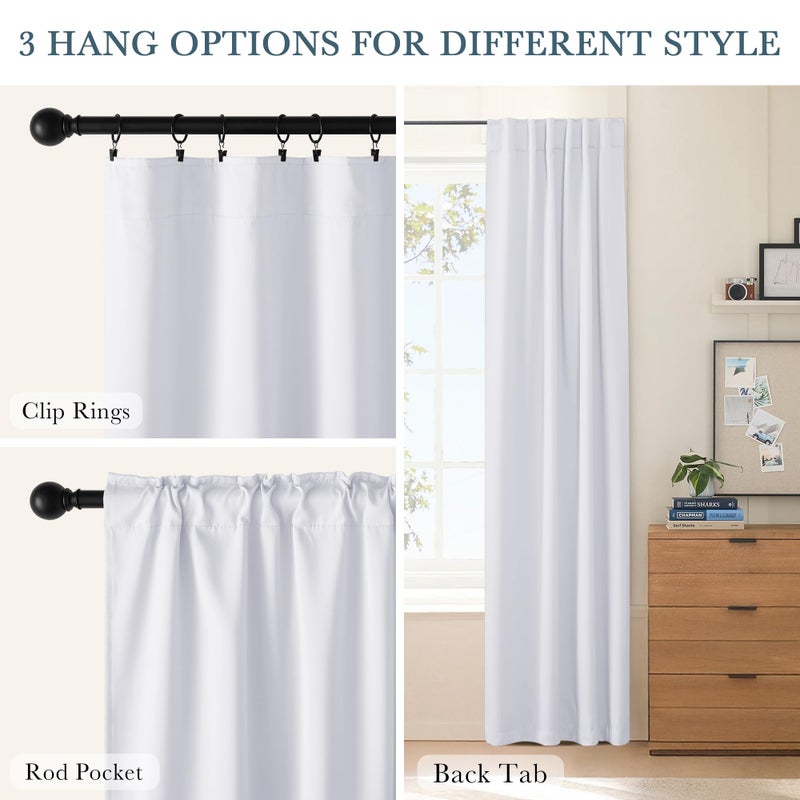 PONY DANCE Bedroom Window Curtains - Home Decor Thermal Curtain Panels Room Darkening Back Tab/Rod Pocket Window Covering Energy Efficient for Kitchen, 42 W by 63 L, Pure White, Set of 2 - Image 4