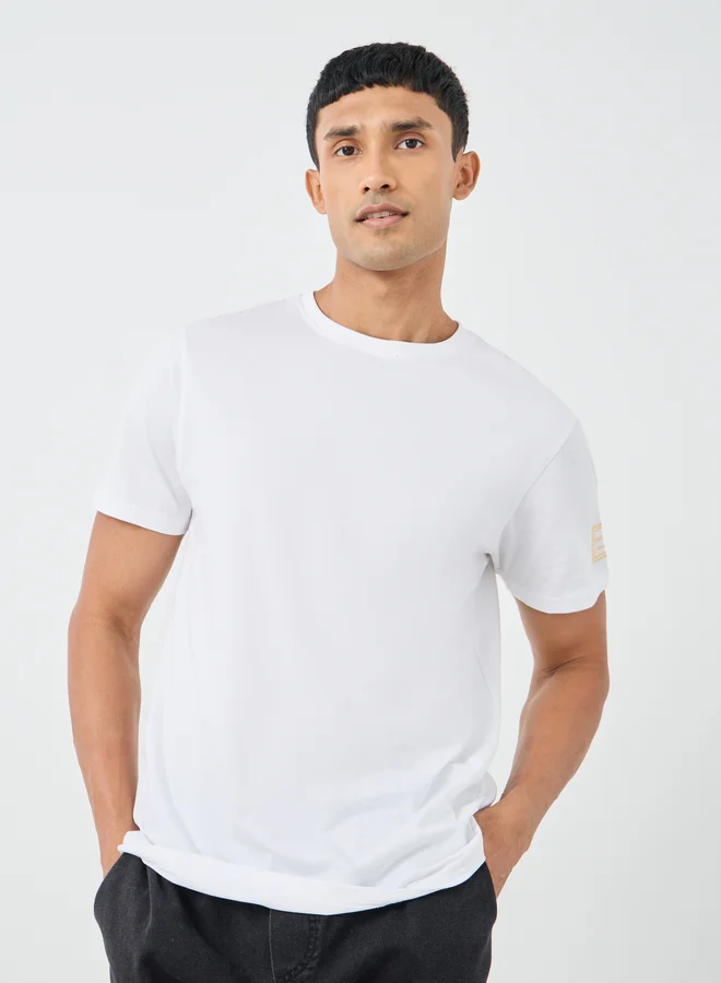ستايلي Styli Regular Fit Badge Detail Jersey T-Shirt
