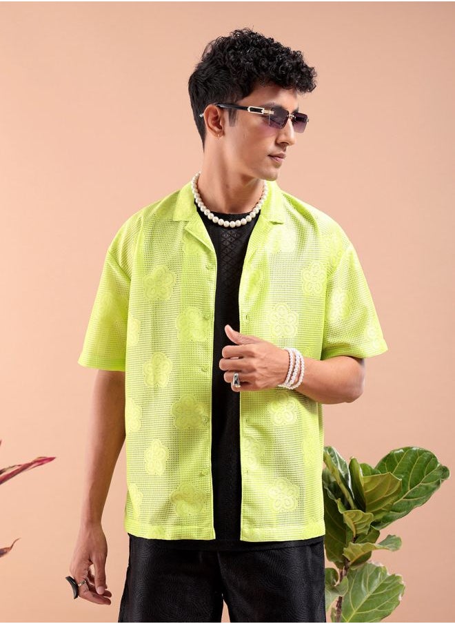 The Indian Garage Co Men Relaxed Fit Solid Half Sleeves Cuban Collar Resort Wear Shirt  - Image 1