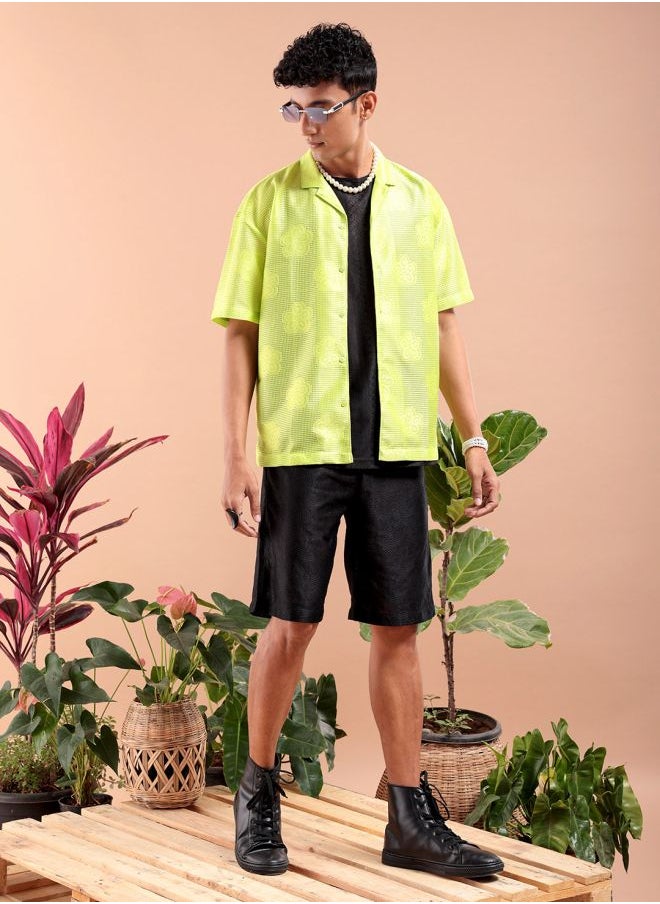 The Indian Garage Co - Men Relaxed Fit Solid Half Sleeves Cuban Collar Resort Wear Shirt - Image 1