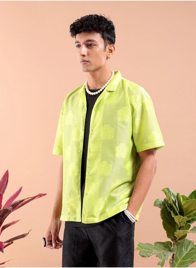 The Indian Garage Co Men Relaxed Fit Solid Half Sleeves Cuban Collar Resort Wear Shirt  - Image 3