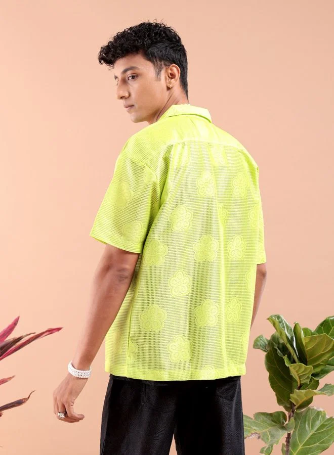 شركة المرآب الهندية Men Relaxed Fit Solid Half Sleeves Cuban Collar Resort Wear Shirt