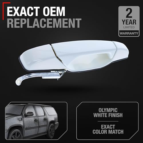 T1A Exterior Rear Driver Door Handle Compatible with 20072013 Chevrolet Avalanche Tahoe Suburban Silverado Cadillac Escalade GMC Sierra Denali Yukon XL Olympic White OEM 25890275GAZ - Image 3