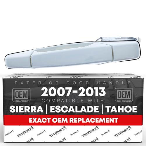T1A Exterior Rear Driver Door Handle Compatible with 20072013 Chevrolet Avalanche Tahoe Suburban Silverado Cadillac Escalade GMC Sierra Denali Yukon XL Olympic White OEM 25890275GAZ - Image 1