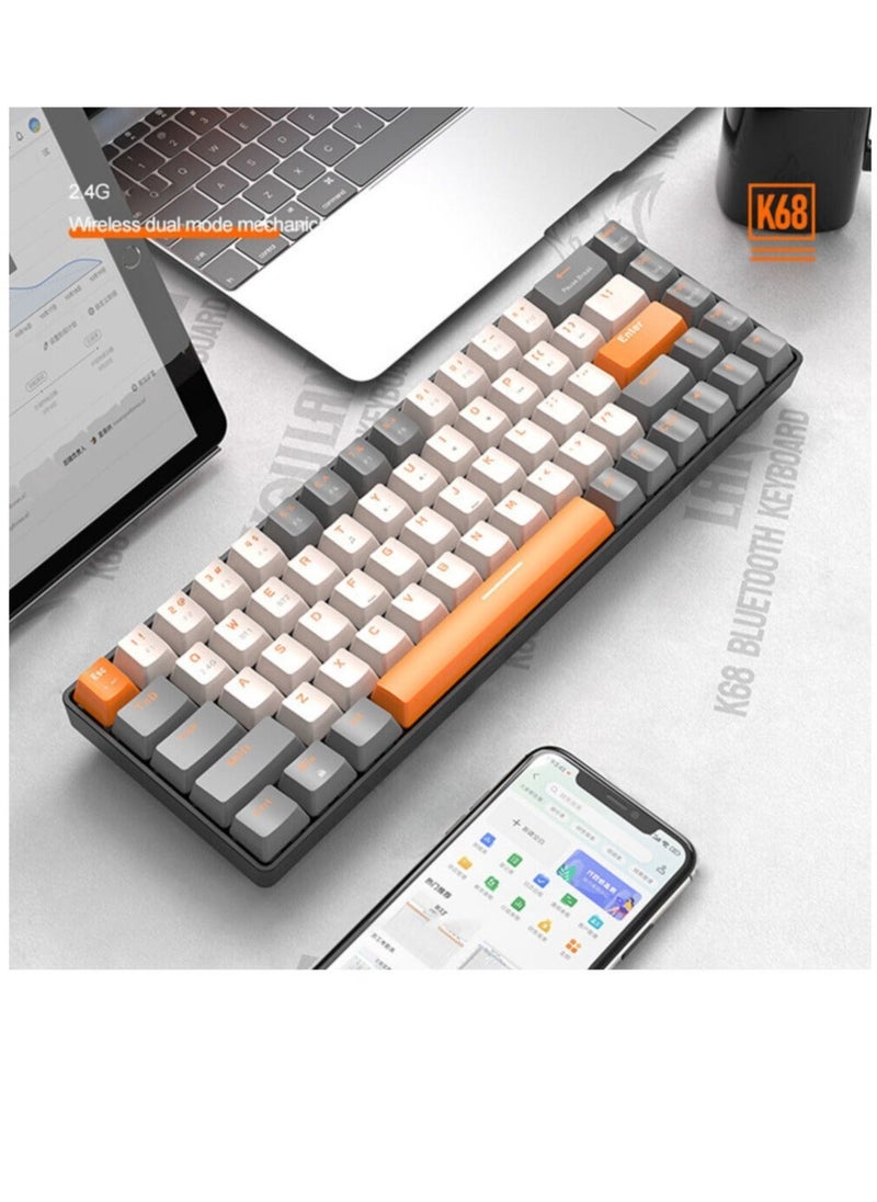 Generic - كيبورد ألعاب K68 كيبورد ألعاب مزدوج الوضع لاسلكي مريح للكمبيوتر الشخصي - Image 1