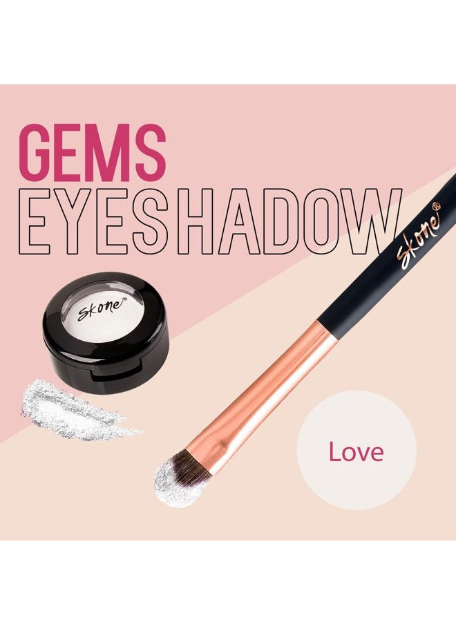 SKONE Cosmetics Gems Eye Shadow, Highly Pigmented, Longwear Eye Makeup, Single Eyeshadow with Pro Shimmery Finish - Ultra-Blendable, Slightly Shimmer Shades - White Eyeshadow - Love  - Image 2