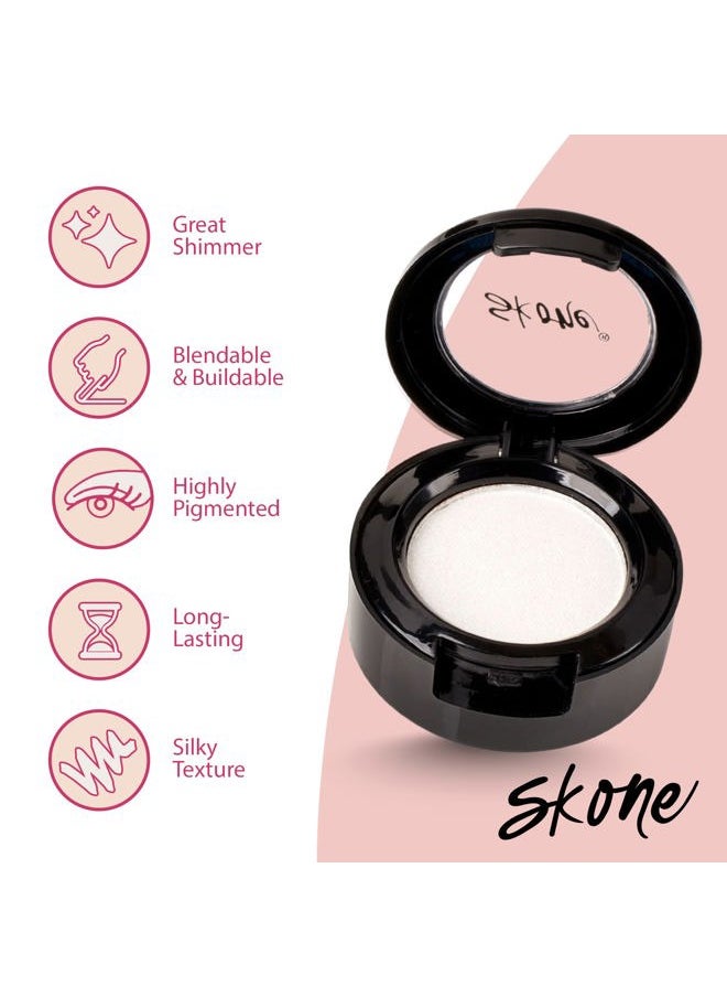 SKONE Cosmetics Gems Eye Shadow, Highly Pigmented, Longwear Eye Makeup, Single Eyeshadow with Pro Shimmery Finish - Ultra-Blendable, Slightly Shimmer Shades - White Eyeshadow - Love  - Image 3