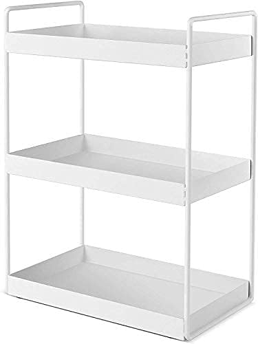 Cri8Hub Premium White 3-Tier Kitchen Counter-Rack, Spice Storage Shelf, Black Metal Standing for Kitchen Bathroom,Cosmetic Organizer-Countertop Oragnizer-Rack, Multipurpose Masala Stand. - Image 1