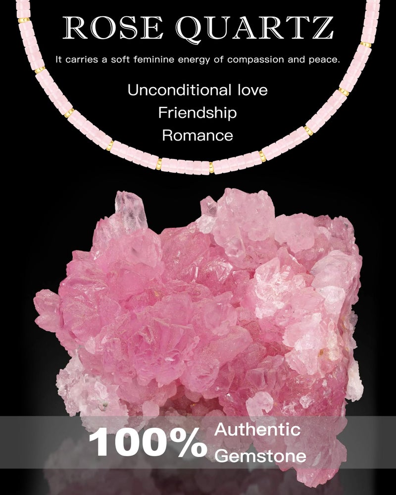 MIDDLUX Choker Necklace for Women, Rose Quartz Necklace, Crystal Necklaces, Beaded Necklaces for Women, Summer Jewelry Gifts - Image 5
