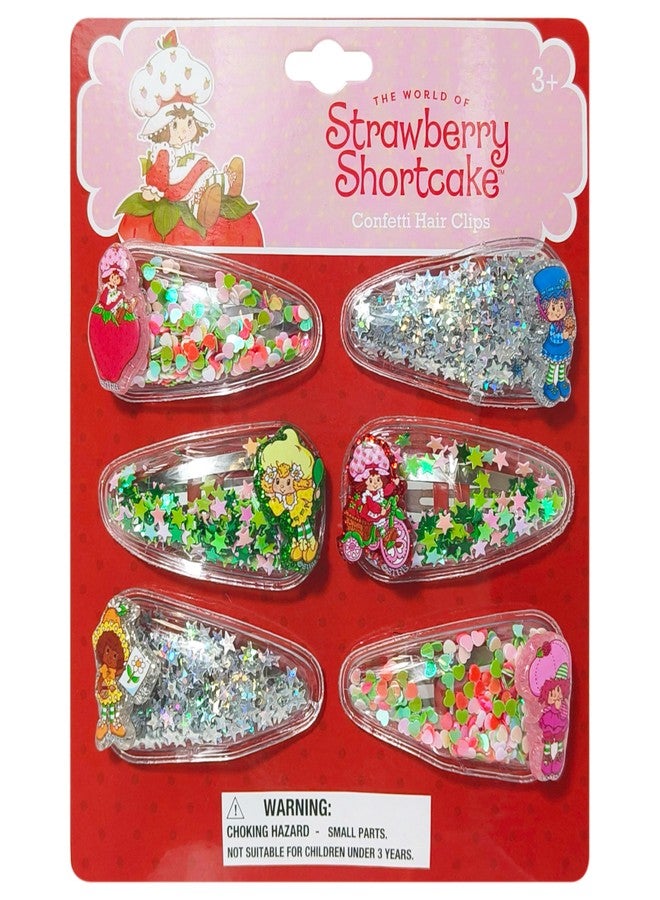 LUV HER Strawberry Shortcake Hair Accessories for Girls - 6pc Cute Confetti Hair Clips with Character Charms, Ages 3+ - Image 1
