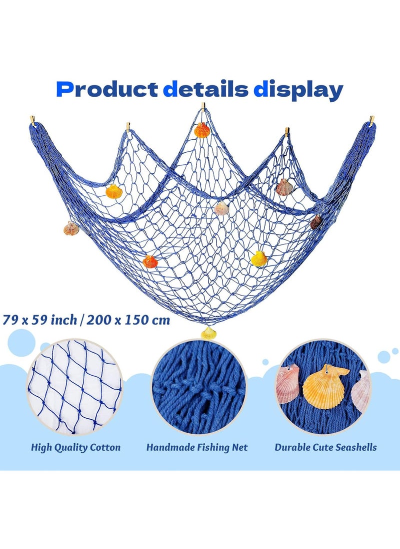 Generic - 2m x 1.5m Fishing Net Decoration, Marine Wall Door Hanging Decoration Net Nautical Fish Net with Sea Shells Home Decoration Netting for Wall Frame Photo Home Bedroom Bar Beach Party - Image 1