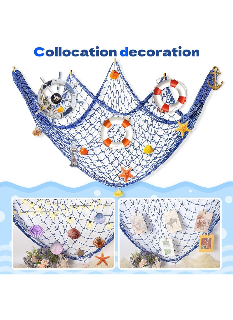 Generic - 2m x 1.5m Fishing Net Decoration, Marine Wall Door Hanging Decoration Net Nautical Fish Net with Sea Shells Home Decoration Netting for Wall Frame Photo Home Bedroom Bar Beach Party - Image 1