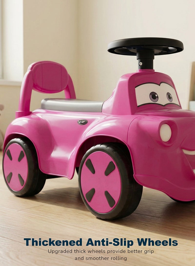 BAYBEE Smiley Baby Ride On Car for Kids with Light & Music, Push Ride On Car for Toddlers with Under Seat Storage & High Backrest | Childrens Ride on Car Toy Cute Baby Car | Durable Baby Push Car for Indoor & Outdoor Use 1 to 3 Years Boy Girl Pink - Image 5
