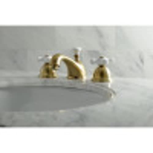 Kingston Brass KS3961PX Restoration Widespread Lavatory Faucet with Porcelain Cross Handle, Polished Chrome,8-Inch Adjustable Center - Image 2