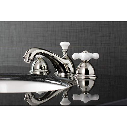 Kingston Brass KS3961PX Restoration Widespread Lavatory Faucet with Porcelain Cross Handle, Polished Chrome,8-Inch Adjustable Center - Image 5