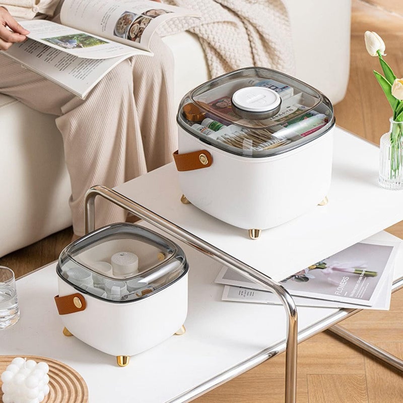 TRADY 2-layer Medicine Box, Portable Plastic Multi-layer Classification and Medication Storage Box (Color : White, Size : 24 x 24 x 21 cm) - Image 3