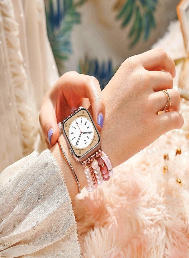 VISOOM Beaded Boho Bracelet Compatible for Apple Watch 40mm/38mm/41mm/42mm Iwatch Series 11 10 9 8 7 SE 6/5/4 Women Fashion Cute Handmade Crystal Beads Stretchy Watch Strap for iWatch Bands 3/2/1 - Image 5