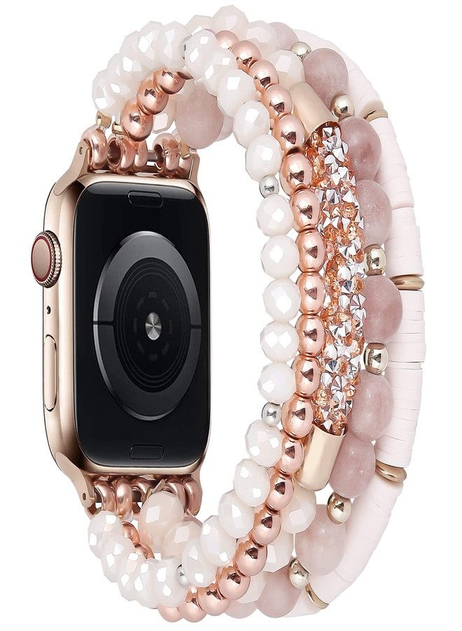 VISOOM Beaded Boho Bracelet Compatible for Apple Watch 40mm/38mm/41mm/42mm Iwatch Series 11 10 9 8 7 SE 6/5/4 Women Fashion Cute Handmade Crystal Beads Stretchy Watch Strap for iWatch Bands 3/2/1 - Image 4