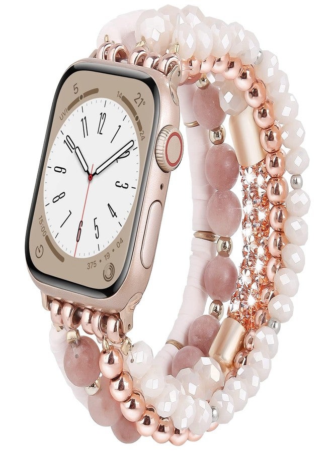 VISOOM Beaded Boho Bracelet Compatible for Apple Watch 40mm/38mm/41mm/42mm Iwatch Series 11 10 9 8 7 SE 6/5/4 Women Fashion Cute Handmade Crystal Beads Stretchy Watch Strap for iWatch Bands 3/2/1 - Image 1