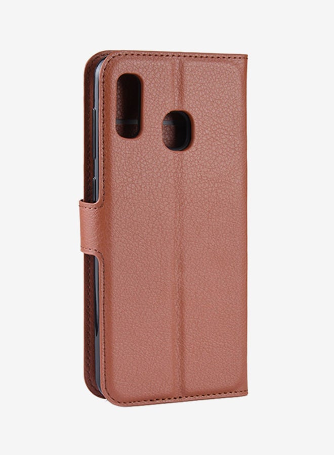 NIBEMINENT Protective Wallet Cards Case Cover For Samsung Galaxy A20 / A30 Brown  - Image 2