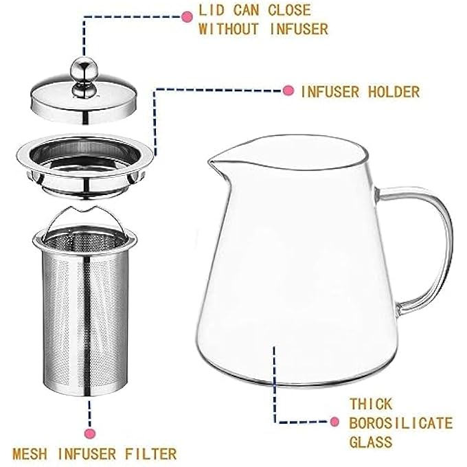 OBOR Glass Teapot Stovetop Safe  Tea Kettle With Removable Food Grade Stainless Steel Infuser  Lid For Blooming And Loose Leaf Tea Maker  32Oz950Ml - Image 3