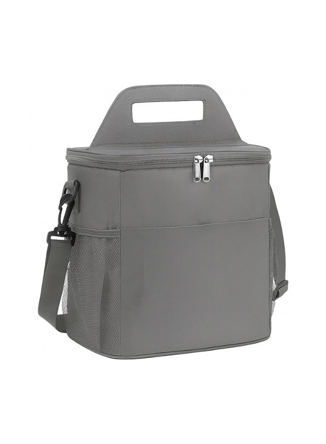 توشيونيكس حقيبة غداء معزولة – مقاومة للتسرب وصديقة للبيئة – مصنوعة من قماش أوكسفورد الحراري – سعة 8.5 لتر – مدمجة ومتينة – مزودة بحزام كتف ومقبض – متعددة الجيوب للتنقل والعمل والمدرسة – فتاحة زجاجات مرفقة – ألوان: أسود، رمادي، أزرق - Image 1