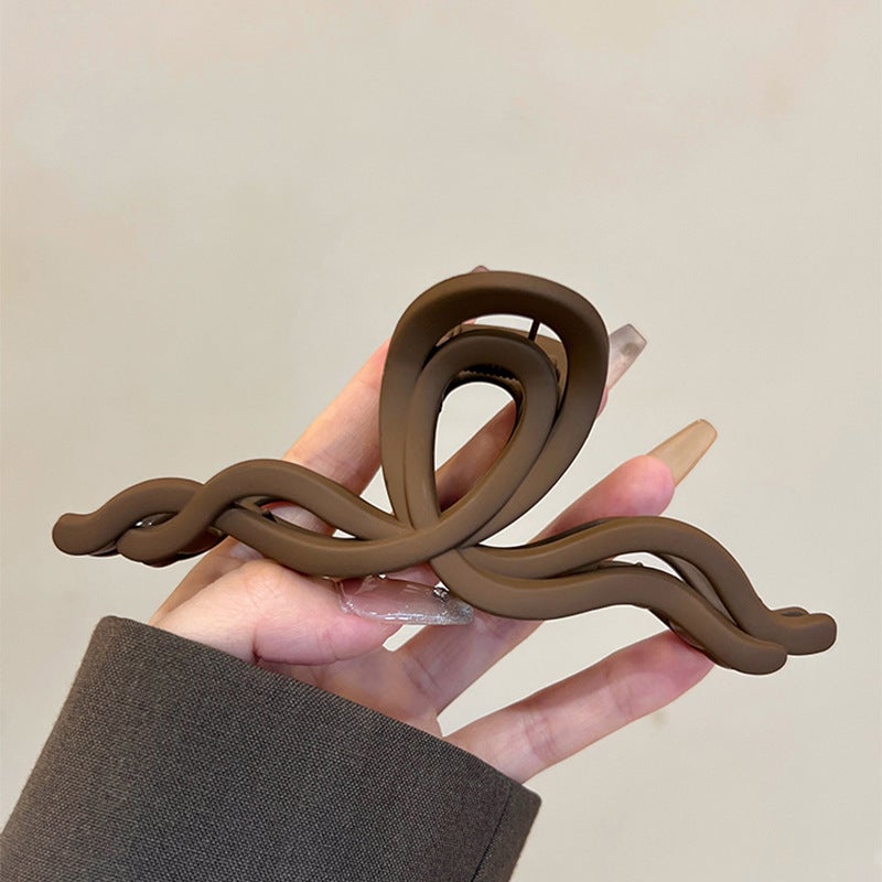 Generic Chic Scrub Wave Hair Claw Fashion Accessory Grip-brown