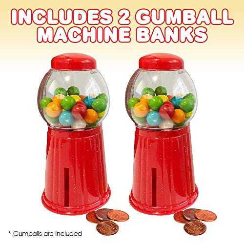 ArtCreativity Gumball Machine for Kids Set of 2 525 Inch Desktop Bubble Gum Mini Candy Dispenser Money Saving Coin Bank Valentines Gift for Kids Vintage Office Desk Decoration Gumballs Included - Image 5