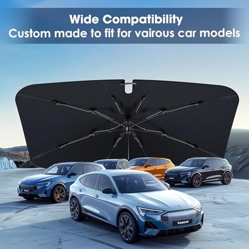 OTO2EYE Car Windshield Sun Shade Umbrella, Foldable Car Front Window Sunshade, Block UV Rays & Sun Heat Insulation,Windshield Sunshades Fit Most Vehicles, Car Accessories (OTOU02) - Image 4