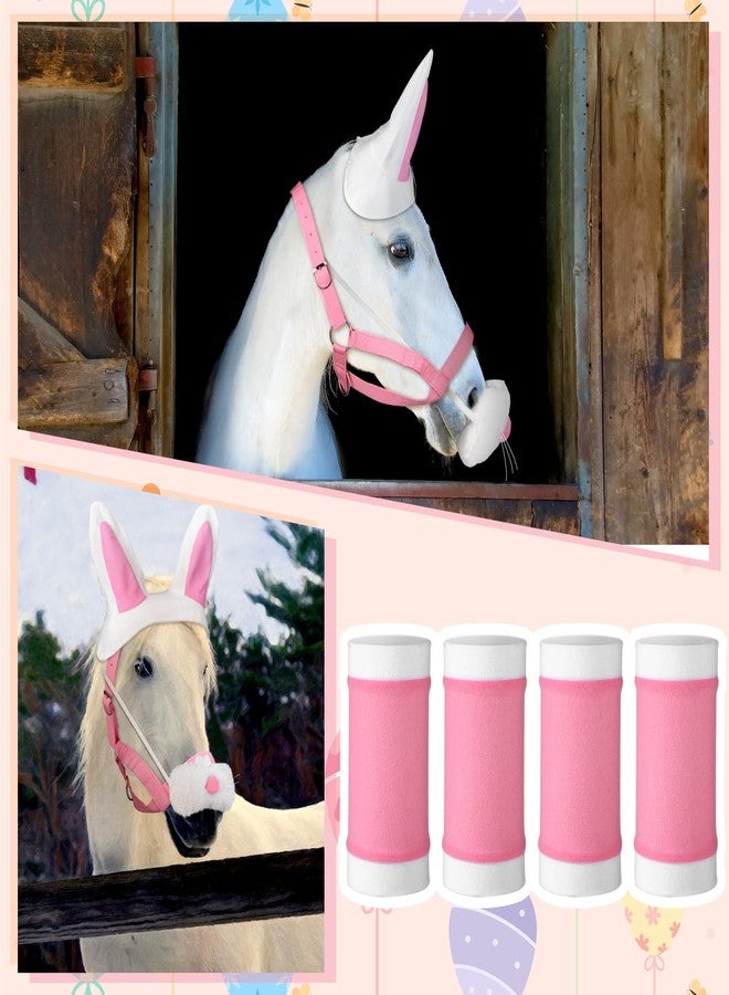 Abbylike 8 Pcs Easter Costumes for Horse Bunny Ears Headband Halter Saddles Horse Leg Wraps Rabbit Tail for Easter Costume Accessories - Image 4