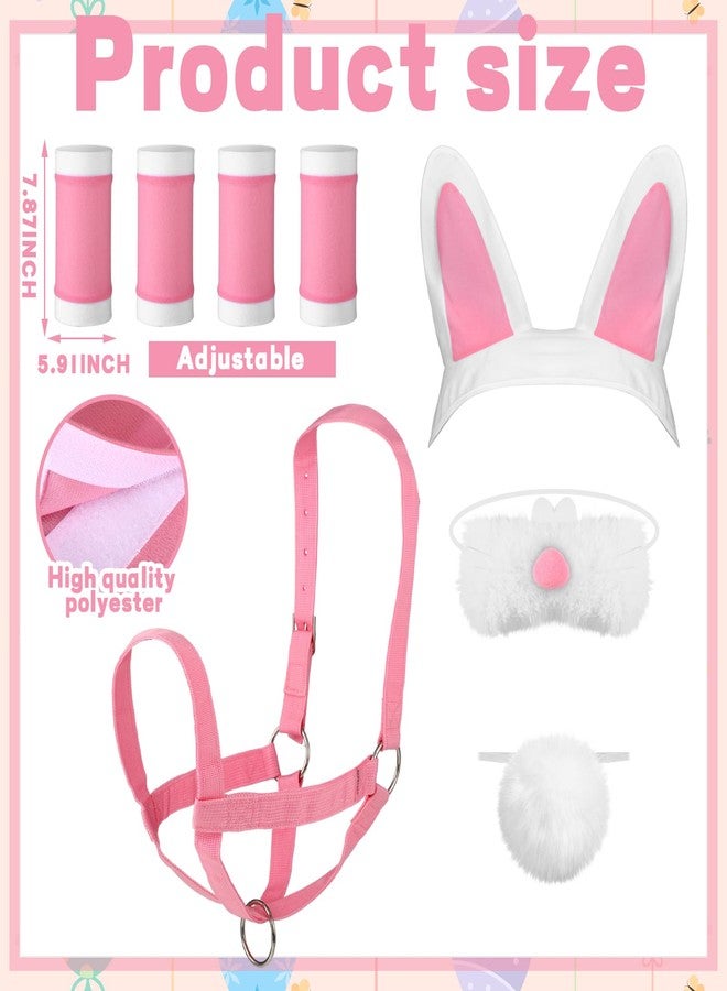 Abbylike 8 Pcs Easter Costumes for Horse Bunny Ears Headband Halter Saddles Horse Leg Wraps Rabbit Tail for Easter Costume Accessories - Image 3
