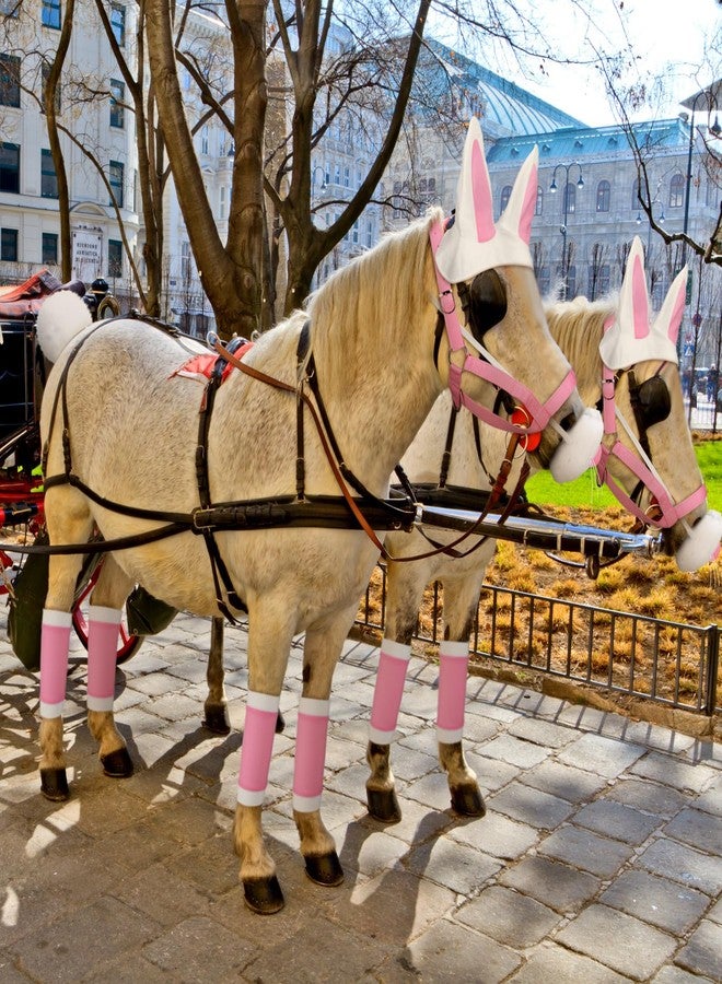 Abbylike 8 Pcs Easter Costumes for Horse Bunny Ears Headband Halter Saddles Horse Leg Wraps Rabbit Tail for Easter Costume Accessories - Image 2