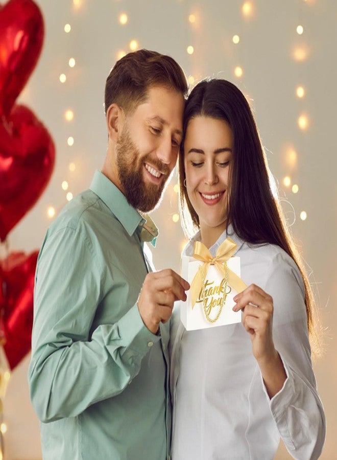 عبوة من 50 كيس شكر صغير بمقابض، أكياس هدايا للحفلات، 5.5 × 2.3 × 4.7 بوصة، أكياس هدايا وردية صغيرة بمقابض، أكياس حلوى ورقية صغيرة مع شريط وردي لحفلات الزفاف وحفلات استقبال المولود وأعياد الميلاد - Image 5