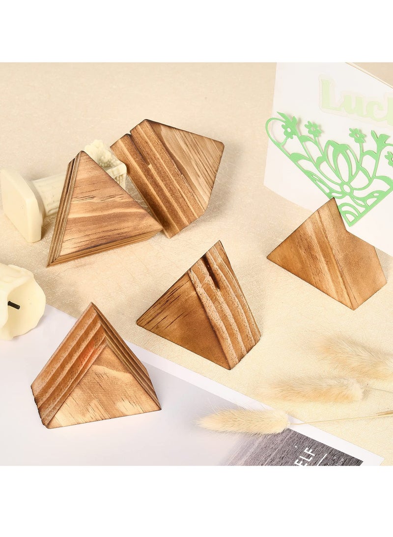 Zikra 10Pcs Triangle Wood Photo & Place Card Holders - Versatile Wooden Sign Stands for Weddings, Parties, and Home Decor, 56x64x32mm - Image 4