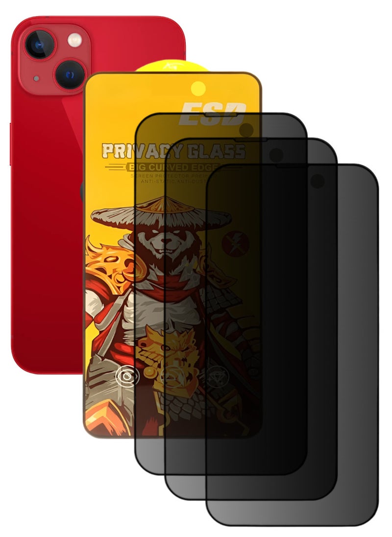 ESD 3 Pieces Tempered Dustproof Privacy Glass Screen Protector Compatible For iPhone 13 - Image 1