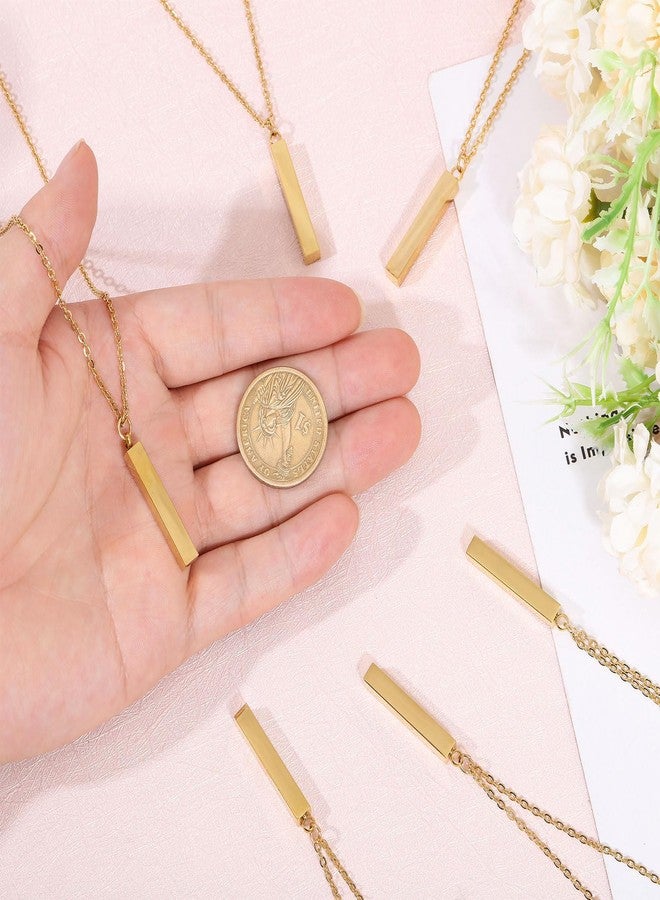 CHGCRAFT قلادة مستطيلة من الفولاذ المقاوم للصدأ CHGCRAFT 10 قطع، قلادة سحرية ذهبية فارغة، قلادات مستطيلة قابلة للنقش مع سلسلة، قلادة شريط، مجوهرات هدية عيد ميلاد - Image 3