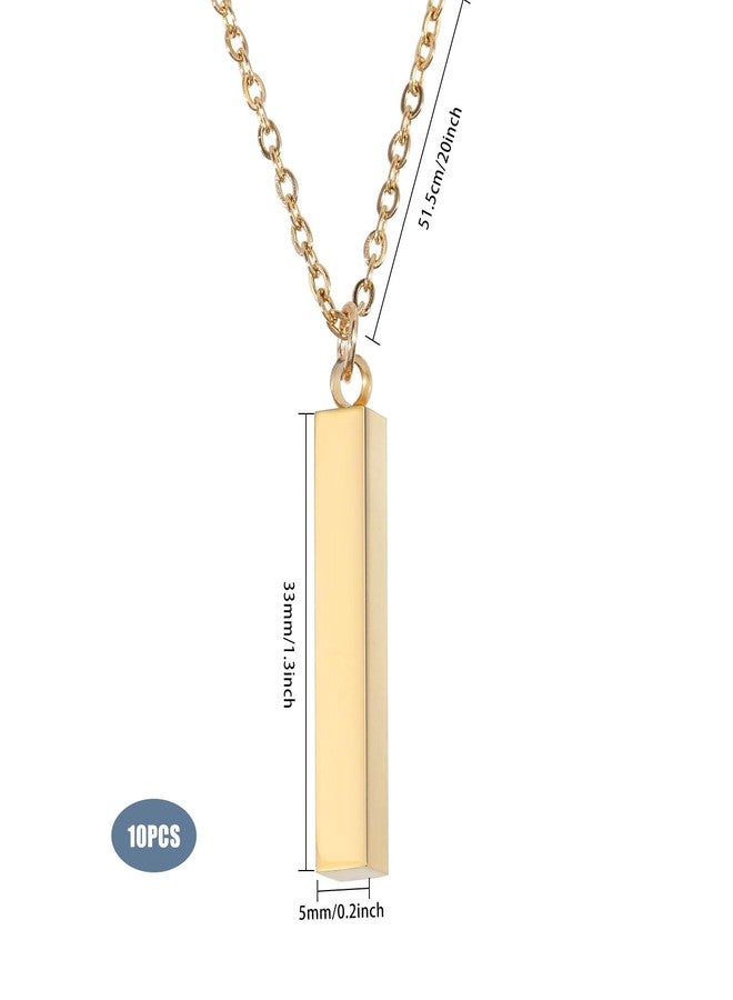 CHGCRAFT قلادة مستطيلة من الفولاذ المقاوم للصدأ CHGCRAFT 10 قطع، قلادة سحرية ذهبية فارغة، قلادات مستطيلة قابلة للنقش مع سلسلة، قلادة شريط، مجوهرات هدية عيد ميلاد - Image 2