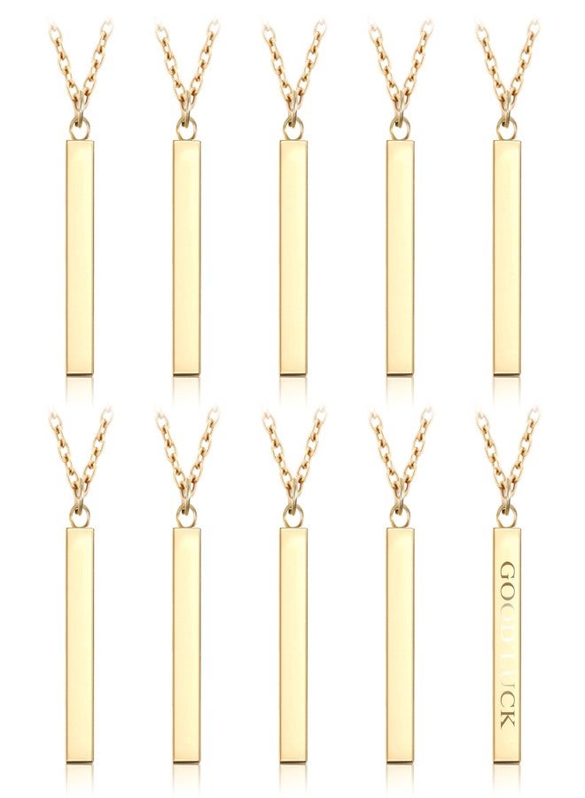 CHGCRAFT قلادة مستطيلة من الفولاذ المقاوم للصدأ CHGCRAFT 10 قطع، قلادة سحرية ذهبية فارغة، قلادات مستطيلة قابلة للنقش مع سلسلة، قلادة شريط، مجوهرات هدية عيد ميلاد - Image 1