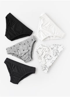 5 Pack Boys Briefs 95% Cotton 5% Elastane, Soft and Comfortable Underwear for Boys
