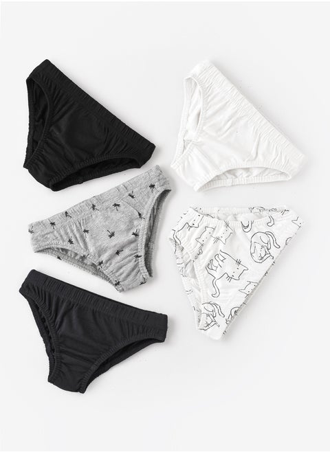 5 Pack Boys Briefs 95% Cotton 5% Elastane, Soft and Comfortable Underwear for Boys