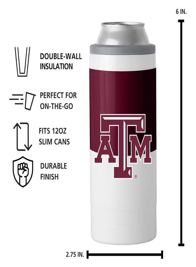 Logo Brands NCAA Texas A&M Aggies 12oz Colorblock Slim Can Coolie - Stainless Steel, Double-Wall Insulated, Removable Rim for Cocktail Tumbler Use - Image 5