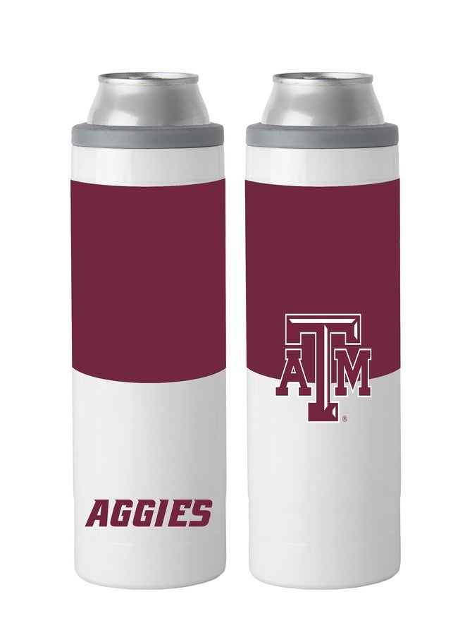Logo Brands NCAA Texas A&M Aggies 12oz Colorblock Slim Can Coolie - Stainless Steel, Double-Wall Insulated, Removable Rim for Cocktail Tumbler Use - Image 1