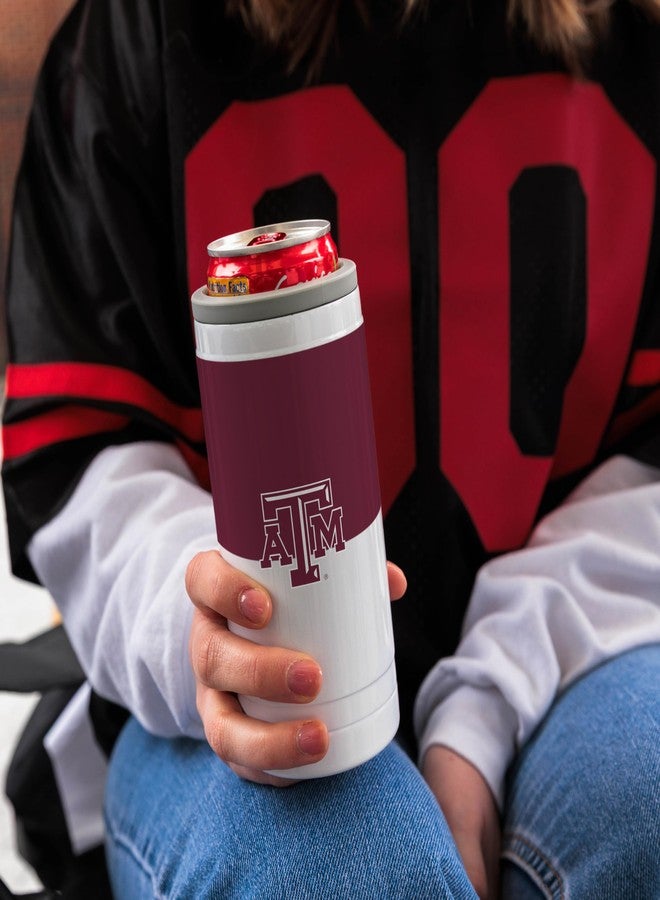 Logo Brands NCAA Texas A&M Aggies 12oz Colorblock Slim Can Coolie - Stainless Steel, Double-Wall Insulated, Removable Rim for Cocktail Tumbler Use - Image 3