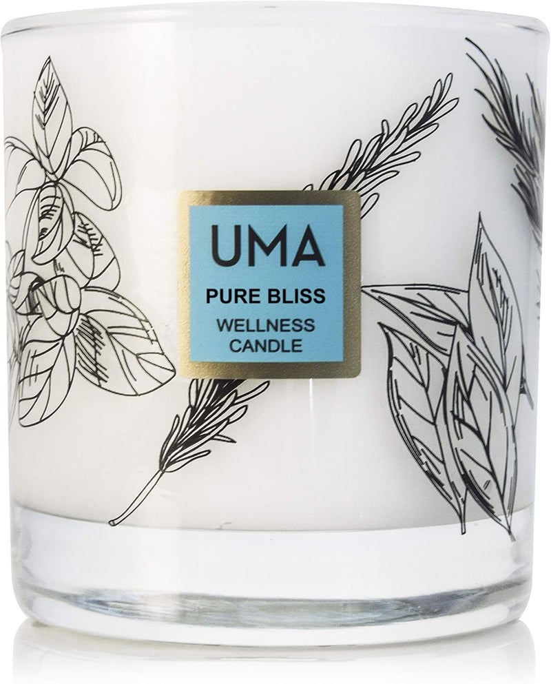 Uma UMA Pure Bliss Wellness Relaxing Candle | 11 oz Ayurvedic Candle for Stress & Tiredness | 100% Organic Chamomile & Lavender for Meditation, Relaxation, & Soothing Effects (1 Unit)