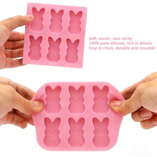 OFDNE Easter Silicone Molds for Chocolate, 6-Cavity Bunny Shape Chocolate Molds Cute 3D Rabbit Baking Supplies for DIY Cake Decoration, Chocolate, Candy, Jello, Pastry, Muffin, Bread, Ice Cube - Image 3