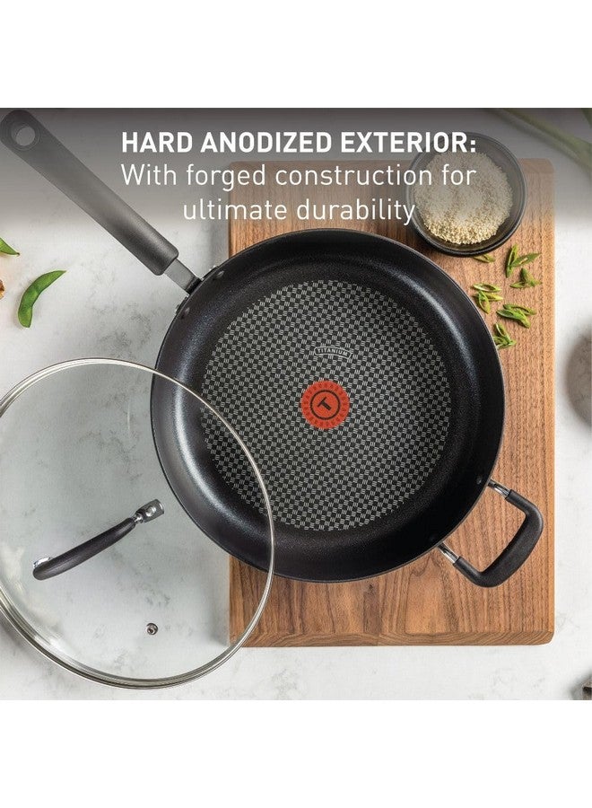 T-fal Ultimate Hard Anodized Nonstick Fry Pan With Lid 10 Inch, Oven Broiler Safe 400F, Lid Safe 350F, Cookware, Kitchen, Home, Versatile Frying Pan, Skillet, Pots and Pans, Dishwasher Safe, Black - Image 2